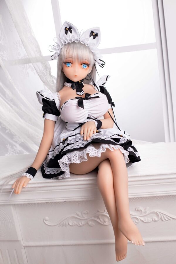 Lolita – Charming White-Haired Maid Outfit Adult Anime Figurine - Image 10