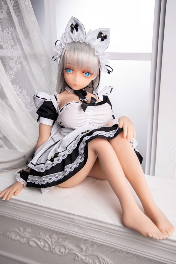 Lolita – Charming White-Haired Maid Outfit Adult Anime Figurine - Image 4