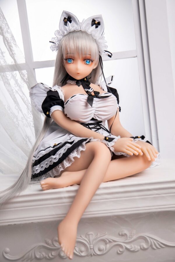 Lolita – Charming White-Haired Maid Outfit Adult Anime Figurine - Image 3