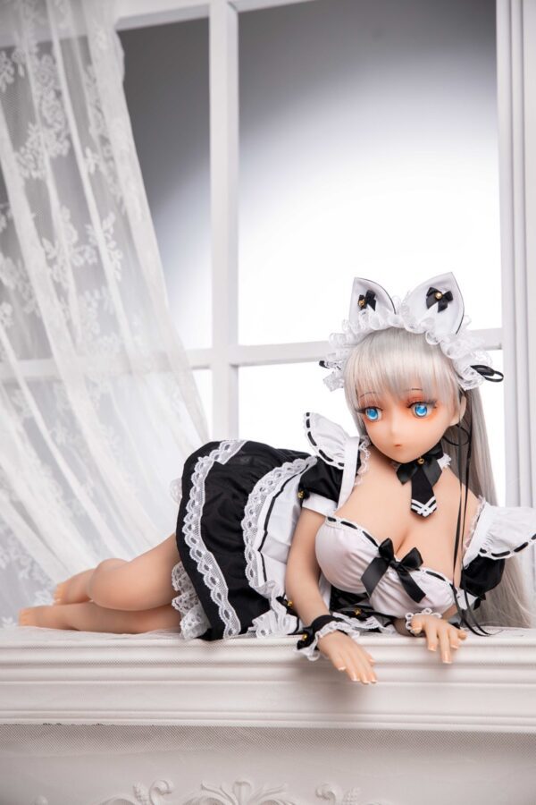 Lolita – Charming White-Haired Maid Outfit Adult Anime Figurine - Image 6