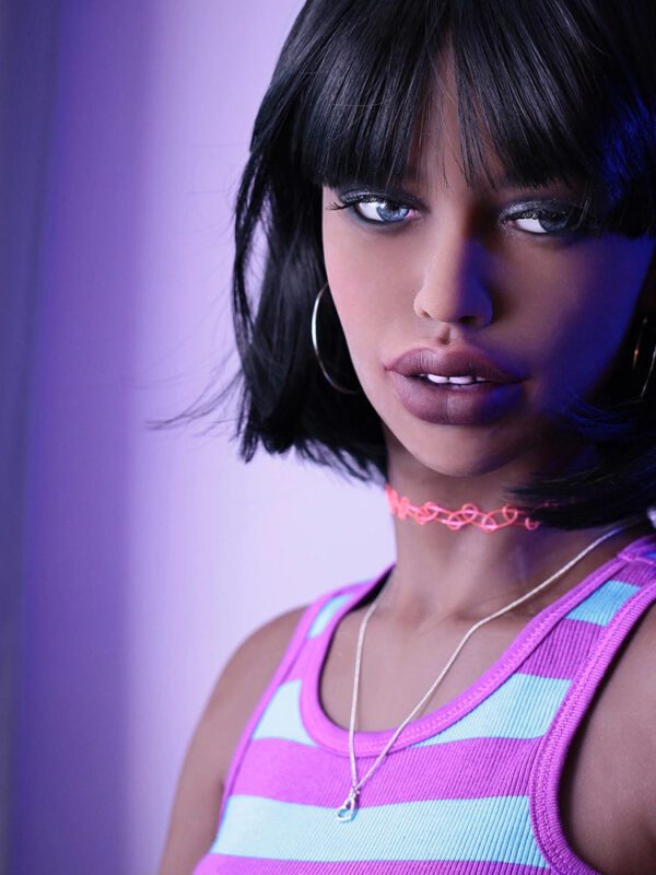 F3874-166cm/5ft5 A Cup Super Thick Lips Black TPE Sex Doll | HR Doll - Image 3