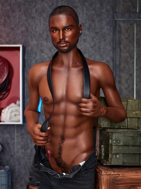 F4574-170cm/5ft7-38kg Kevin Silicone Real Life Black Femboy  toy masturbator Realistic Male Sex Doll-Irontech Doll - Image 9