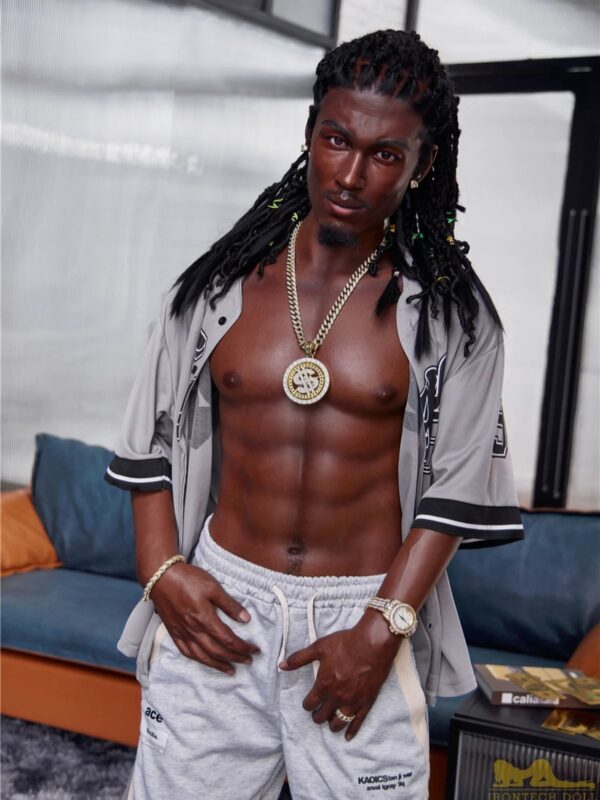 F118 -170cm/5ft7-38kg Fernando Rapper Femboy Silicone Black Male Sex Doll -Irontech Doll - Image 7