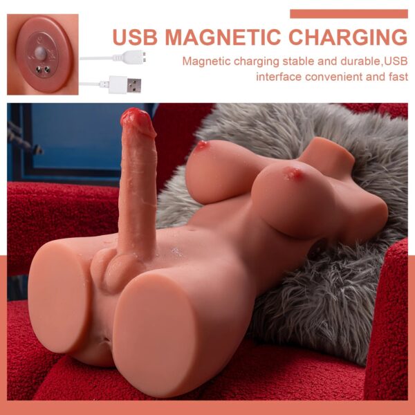 T902(21.49lb) D Cup 3inch Dildo Electric Femboy Trans Rechargeable Male Shemale Sex Doll Torso - Image 7
