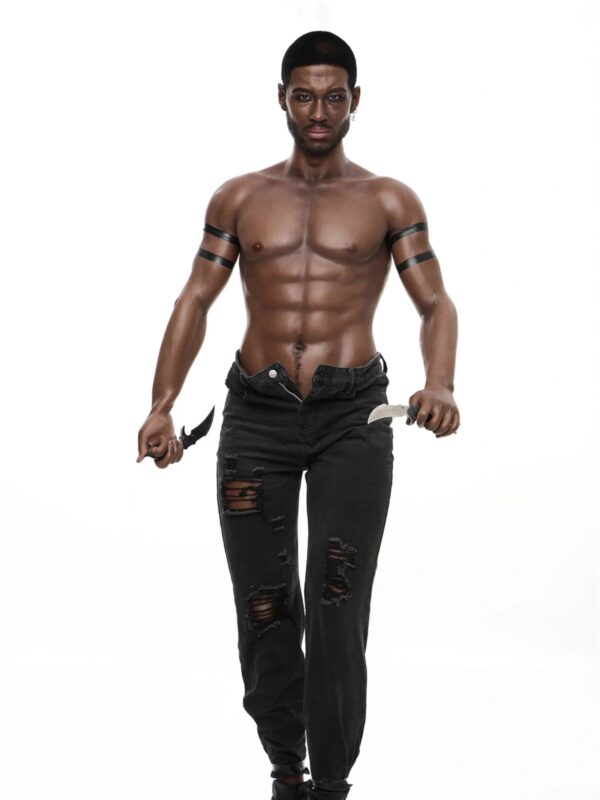 F4554-176cm-40kg Abs Strong Femboy Black Ebony Male Silicone Sex Doll -Irontech Doll - Image 6