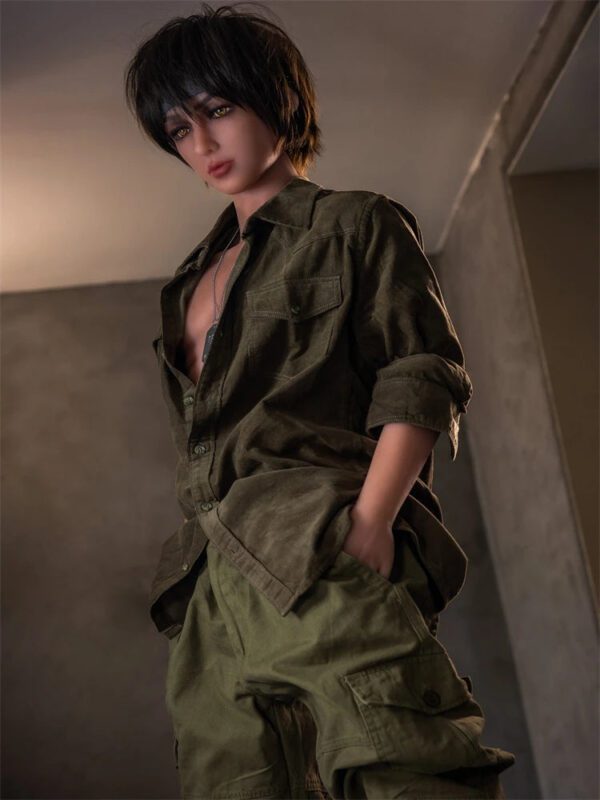 F1671-160cm(5ft3)-34kg Customizable TPE Femboy Sex Doll Thin Wheat Skin Short Hair | Aibei Doll - Image 6