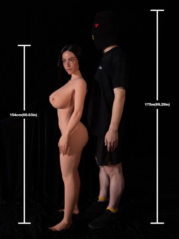 F8153-154cm(5ft1)-32.4kg E Cup Black Silicone Head Sex Doll |Climax Doll Pro - Image 15
