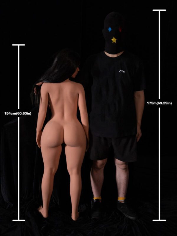 F8153-154cm(5ft1)-32.4kg E Cup Black Silicone Head Sex Doll |Climax Doll Pro - Image 16