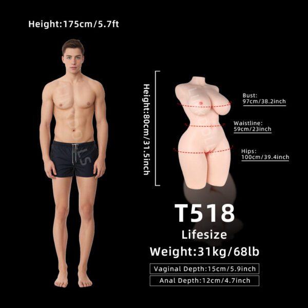 T518-80cm｜68lbs Luxury Full Silicone Ass BBW Sex Doll Torso|Nice Ass For doggystyle - Image 4