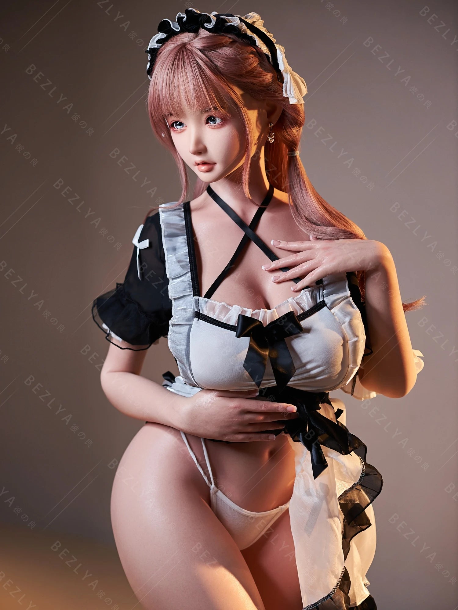 F7138-155cm(5.12ft)-34.5kg 2.1 I Cup Pink Twin Tails Maid Style Japanese Silicone Japanese Cosplay Sex Doll With 3 Love Holes Young Sex Doll|Bezlya Doll - Image 18