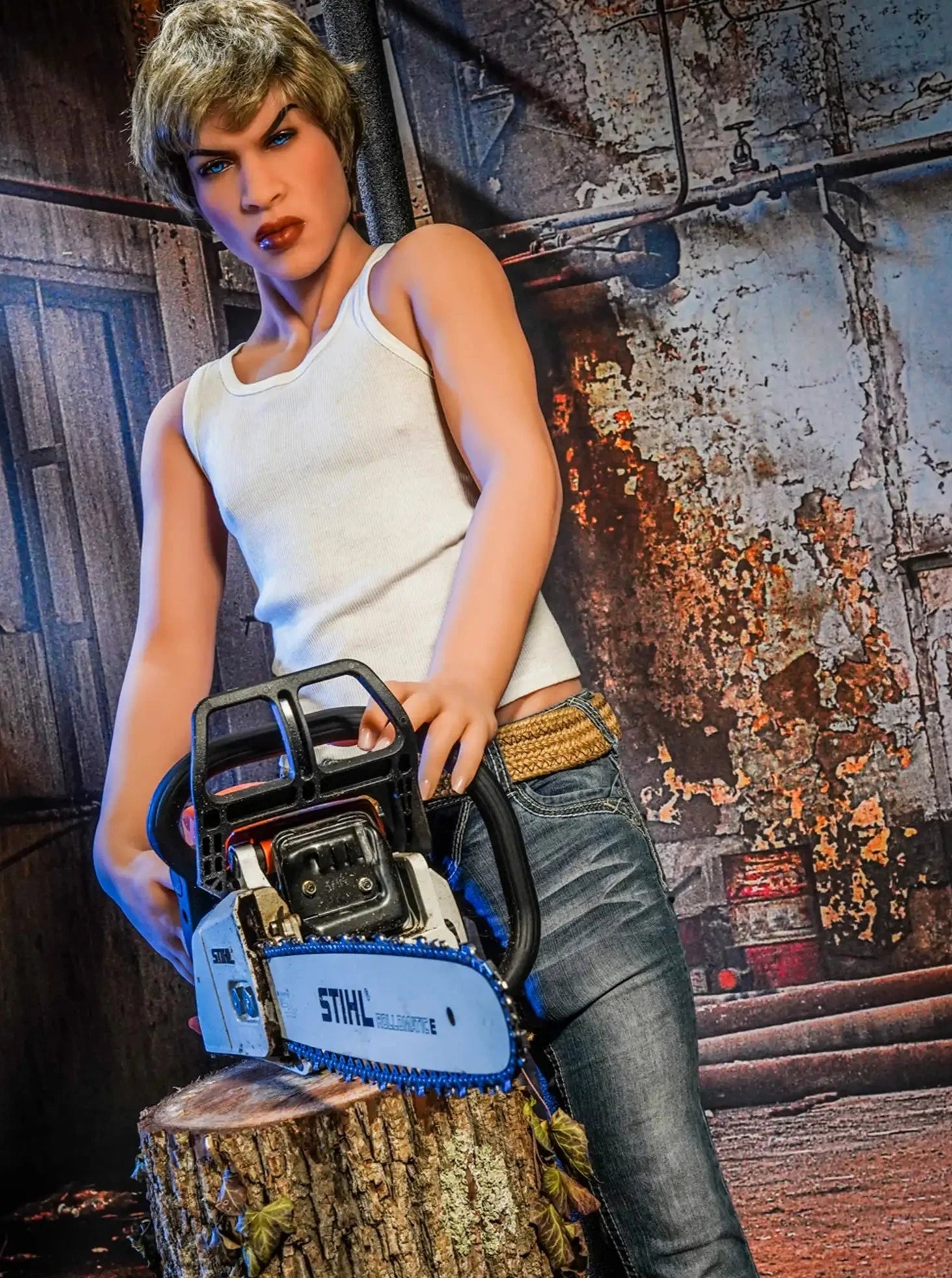 F3879-167cm/5ft5-47kg Blond Boy W Sexy Thick Lips TPE British Male Femboy Sex Doll | HR Doll - Image 8