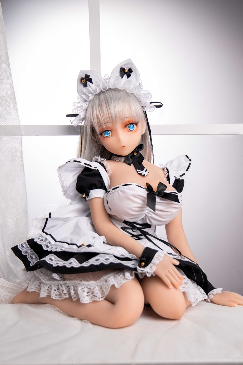 Lolita – 70cm Charming White-Haired Maid Outfit Adult Anime Figurine - Image 11