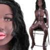 Sophie Marceau Seated Black Inflatable Blow Job Doll